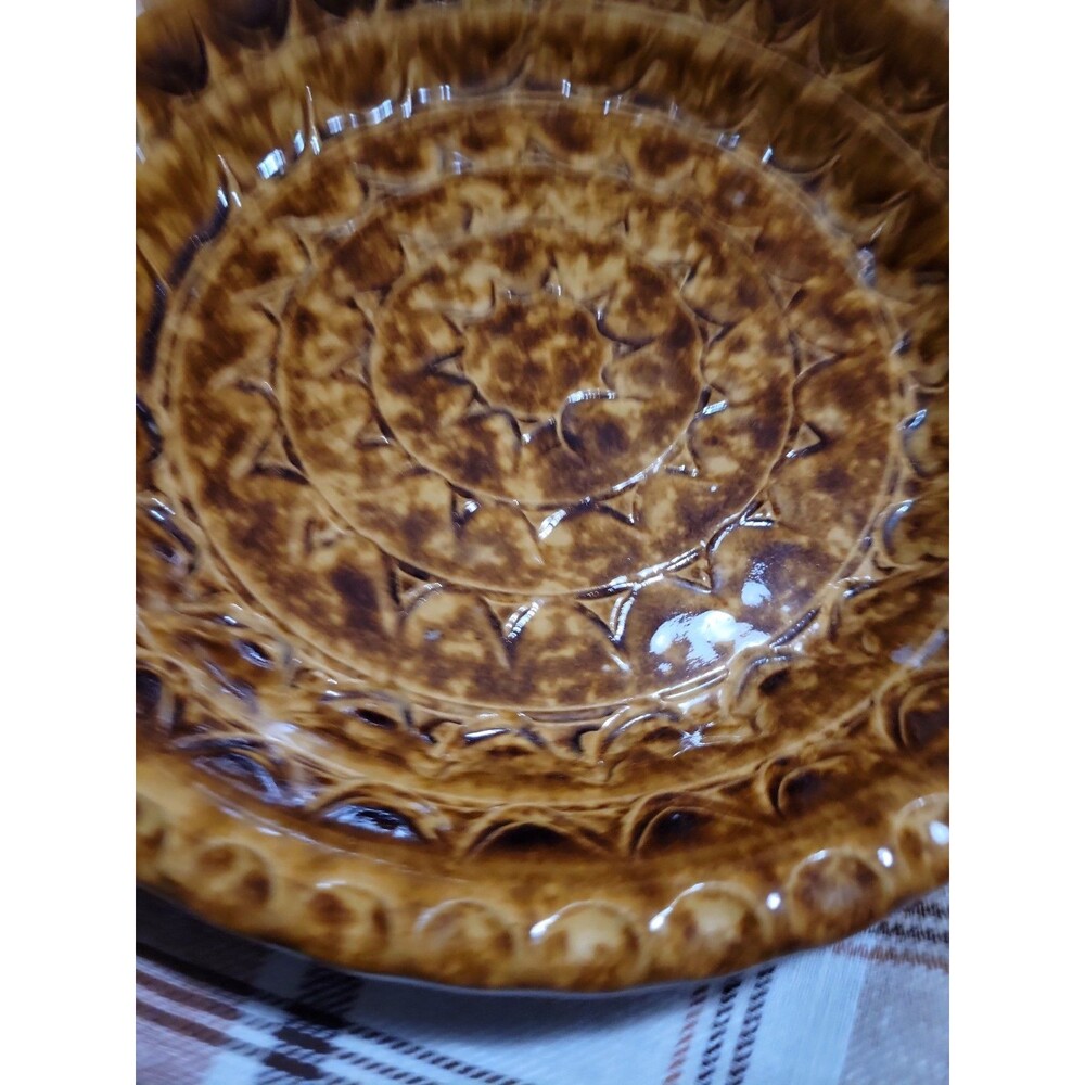 Vtg Kenneth Henderson Of Maine Redware Art Pottery Pie Plate Rockingham 10.75" - Picture 2 of 5
